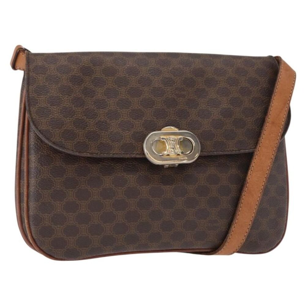 Celine Vintage Macadam Canvas Brown Canvas Shoulder Bag Bag